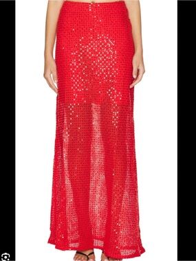 Sabina Musayev Juliana Sequin Maxi Skirt Radiant Red from Revolve